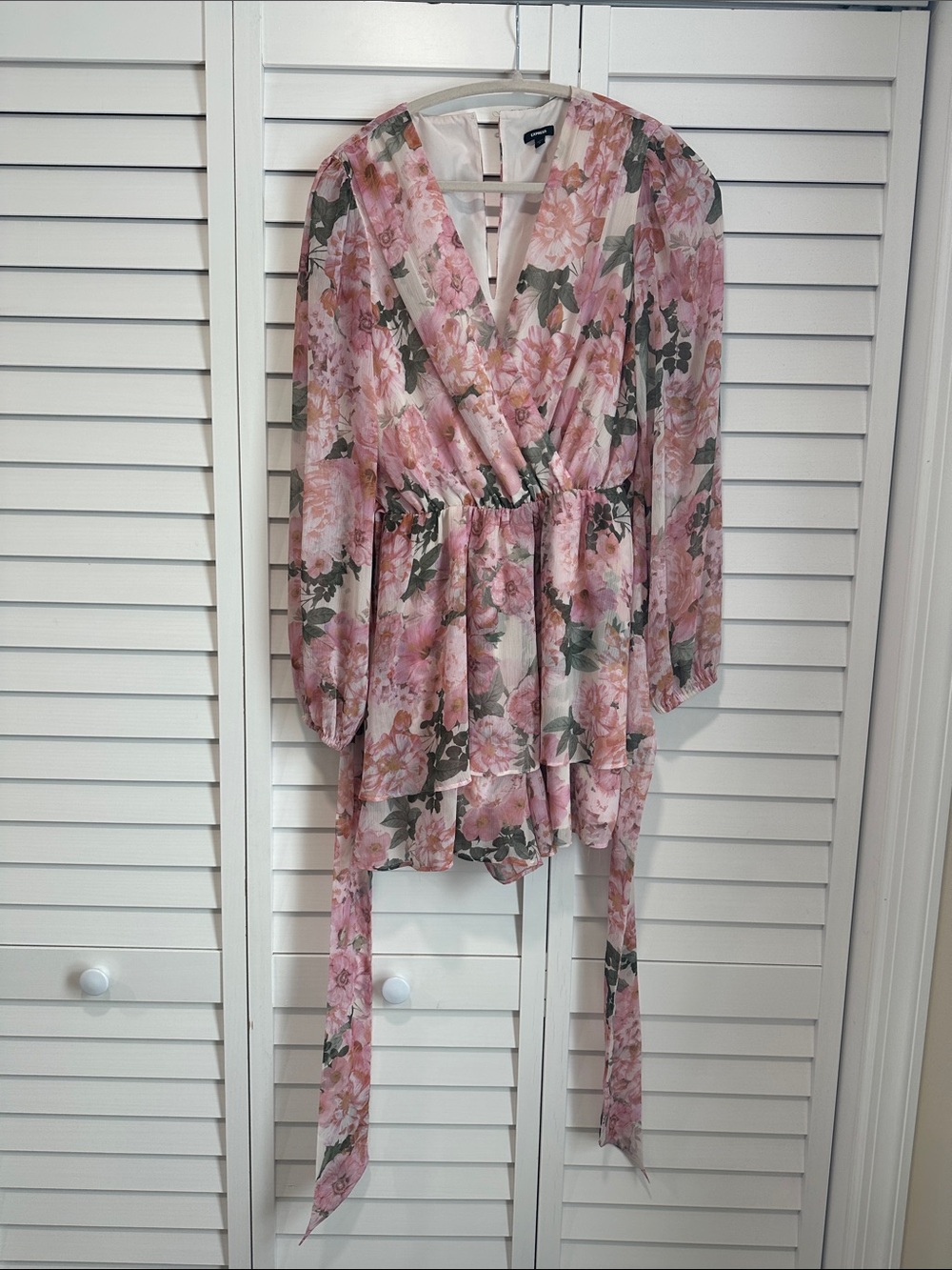 Express Pink Floral Wrap Dress